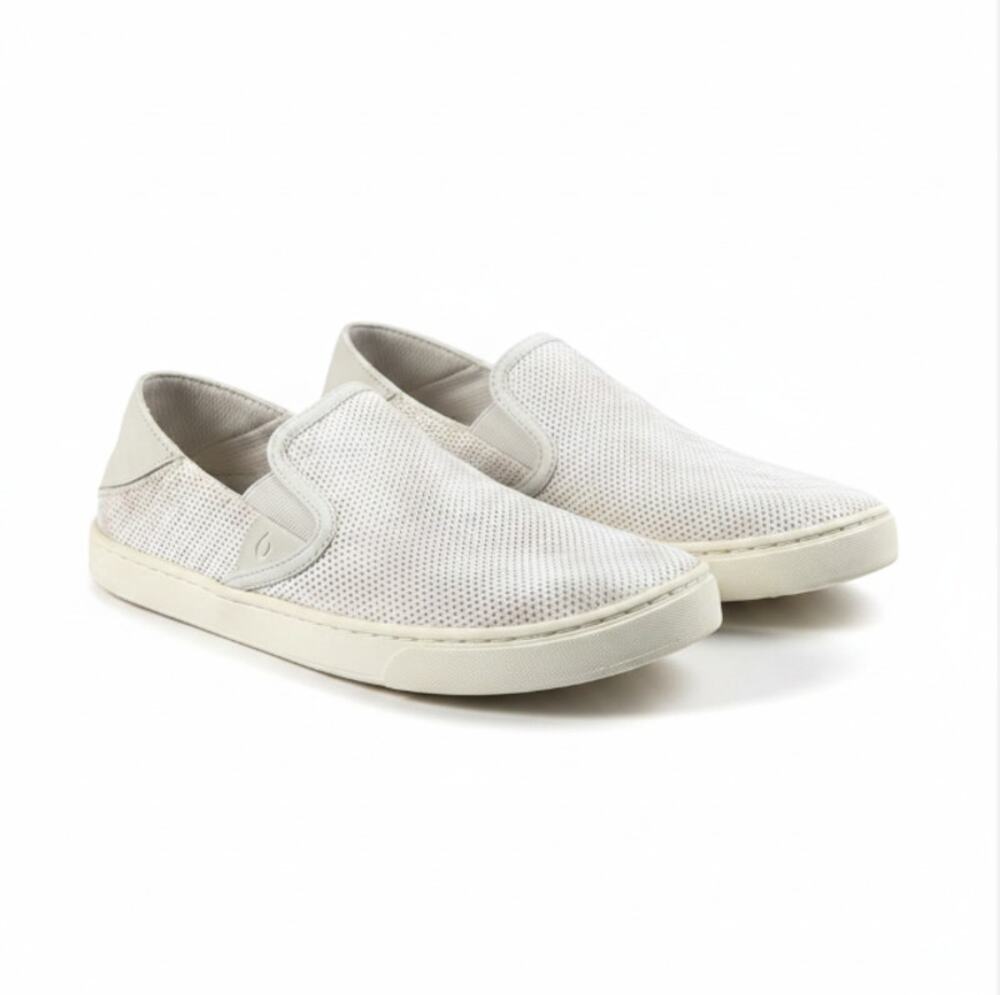 OLUKAI Pehuea Slip-On Sneakers Women Sz 7.5 Cream Mesh Comfort Everyday Travel